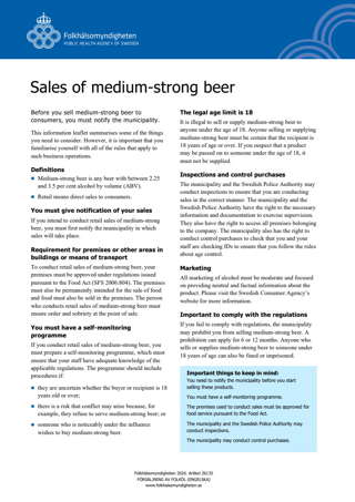 Sales of medium-strong beer