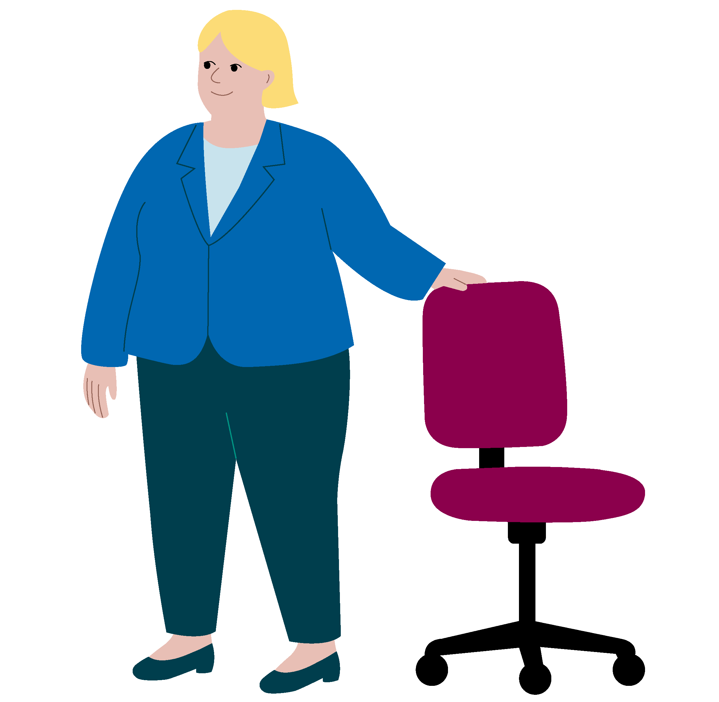 St&aring; vid skrivbordet.