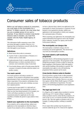 Consumer sales of tobacco products
