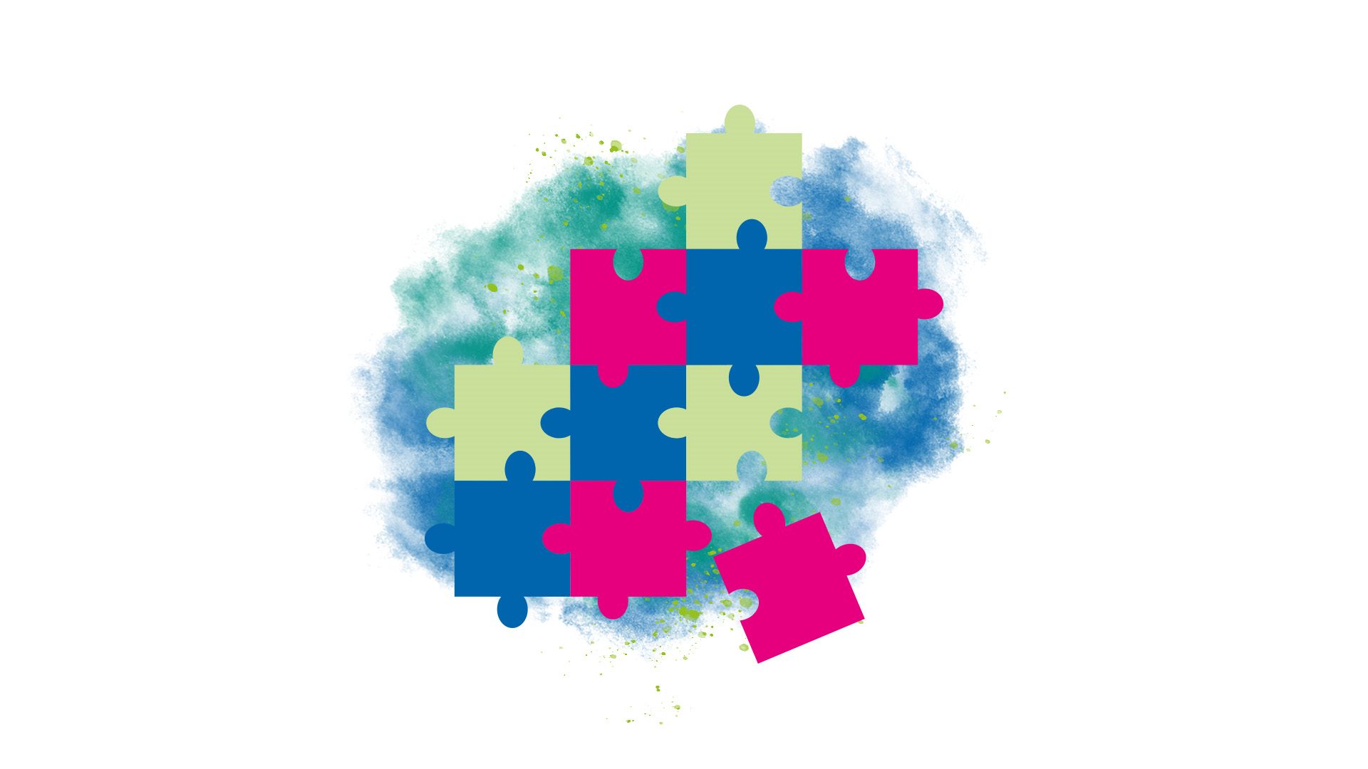 En bild som visar olika pusselbitar som passar ihop och tillsammans bildar en helhet. 