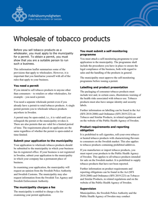 Wholesale of tobacco products