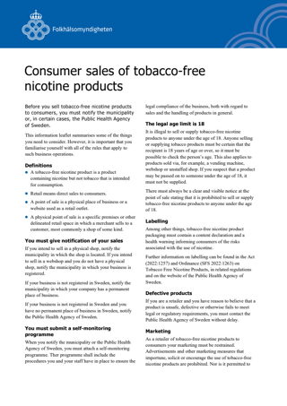 Consumer sales of tobacco-free nicotine products