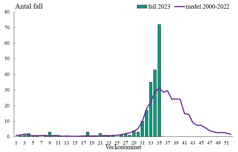 Under vecka 35 var antal smittade hög.